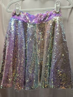 Lola + The Boys Iridescent Lavender Sequin A-Line Skirt